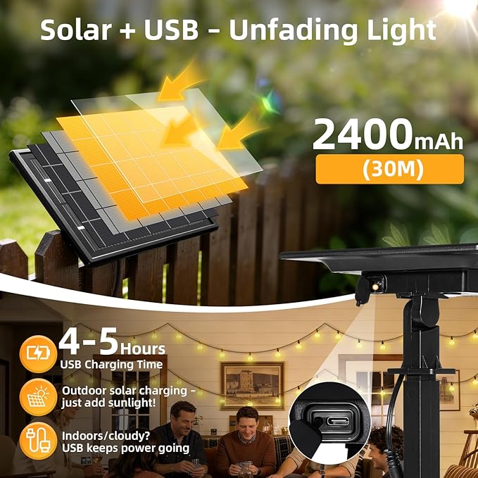 100FT Solar Lights Outdoor Waterproof: G40 30M Shatterproof Bulbs Patio Lights - Image 5