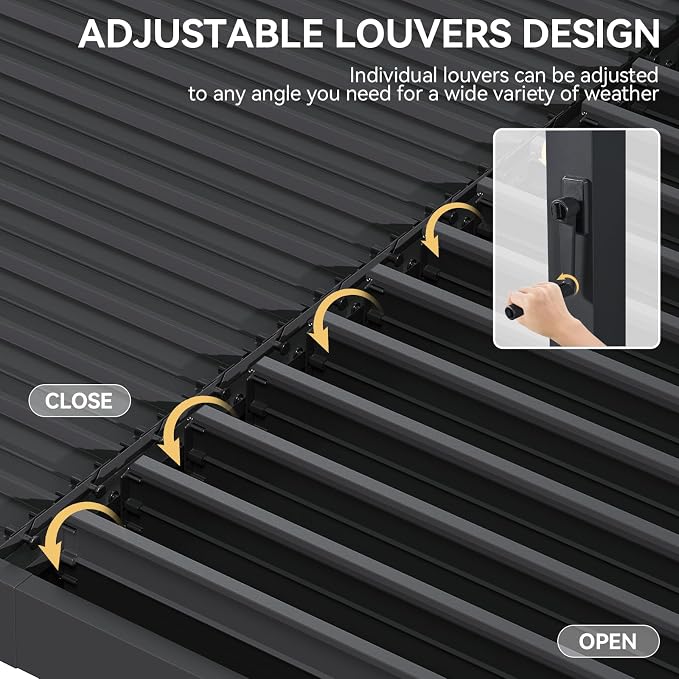 Aoxun Louvered Pergola 10' x 10' 96S Outdoor Metal Pergola - Image 6