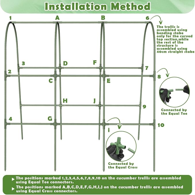 Cucumber Trellis for Raised Bed, Garden Arch Trellis for Climbing Plants Outdoor - Image 7