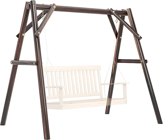 Outsunny 660 lbs Porch Swing Frame, Heavy Duty A-Frame Wooden Swing Stand by Outsunny