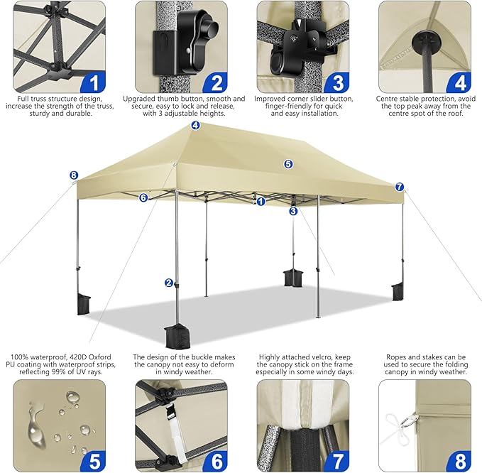 COBIZI 10x20 Heavy Duty Pop Up Canopy Tent - Image 2