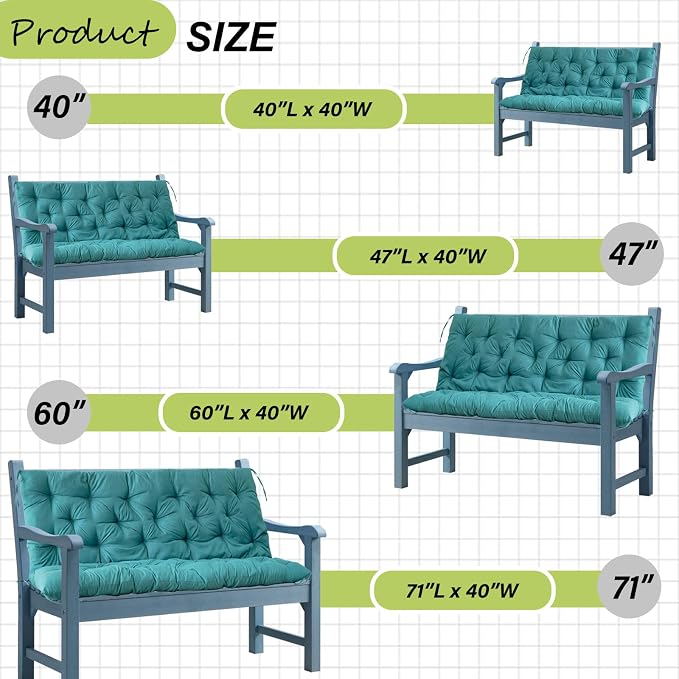 Waterproof Porch Swing Cushion Replacement, 2–3 Seat Swing Seat Cushion - Image 6