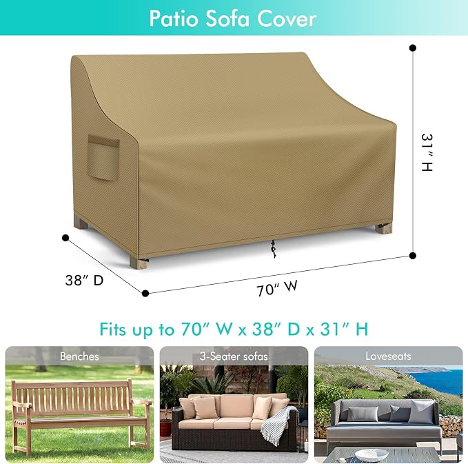 WLEAFJ Patio Sofa Cover Waterproof, Outdoor Loveseat Cover, Heavy Duty Deep - Image 2