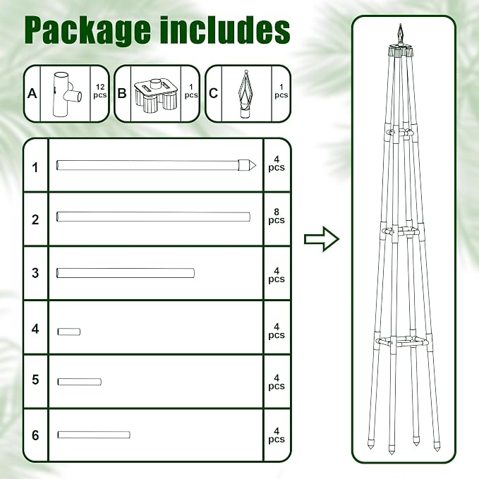 5.2FT Obelisk Trellis for Climbing Plants Outdoor, 16mm Rust-Proof Extra - Image 7