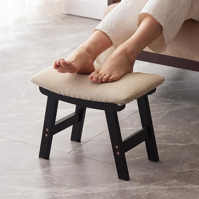 Foot Stool, Bamboo Small Sofa Foot Rest Under Desk, Extra Seating by Kitsanery
