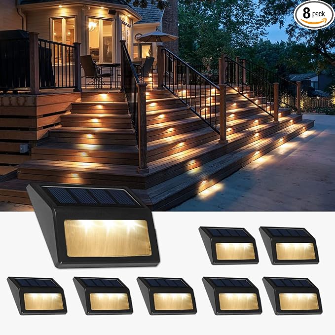 Solar Lights Outdoor, Waterproof Solar Powered Deck Step Lights by Follateas