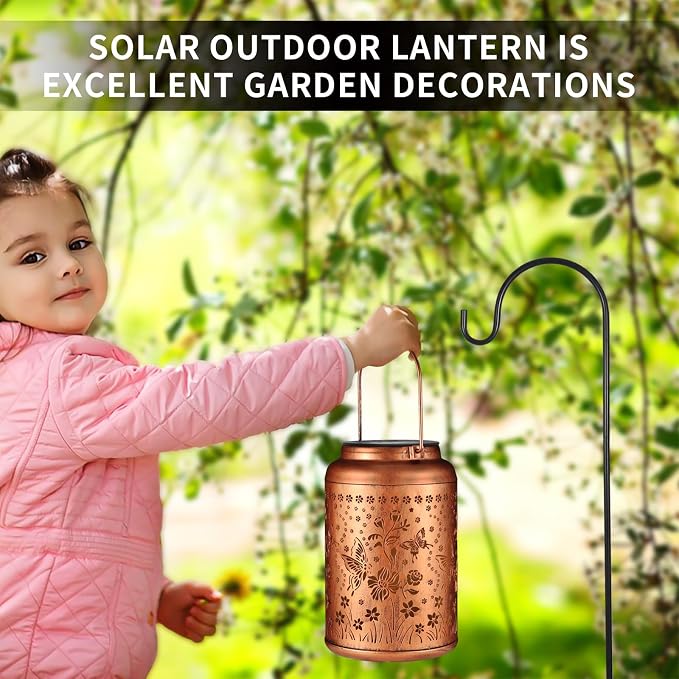 2 Pack Solar Lanterns Outdoor Waterproof, Butterflies Garden Decor Gifts - Image 6