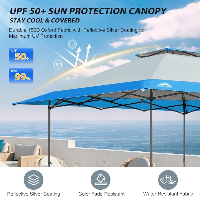 EAGLE PEAK 13x13 Straight Leg Pop Up Canopy Tent Instant Outdoor Canopy Easy - Image 4
