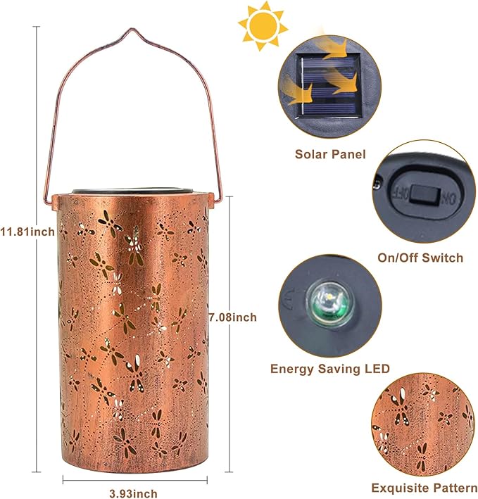 Dragonfly Solar Lanterns Outdoor Waterproof Hanging Lights, Dragonfly Gifts - Image 4