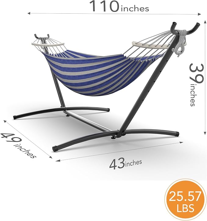 Double Hammock with Heavy-Duty Steel Stand, Easy Assembly, 600lbs Weight - Image 6
