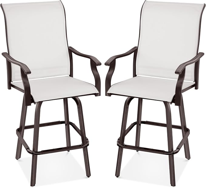 Best Choice Products Set of 2 Swivel Barstools, Bar Height Outdoor Chairs by BestChoiceProducts