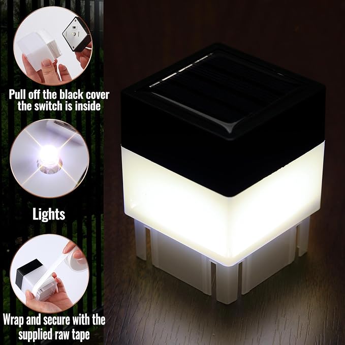 20 Pack Solar Fence Post Cap Lights 2 x 2 Inches Solar Fence Post Caps Lights - Image 3