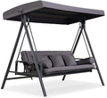 PURPLE LEAF Outdoor Patio Porch Swing Adjustable Backrest, 3-seat Swing Chair by PURPLELEAF