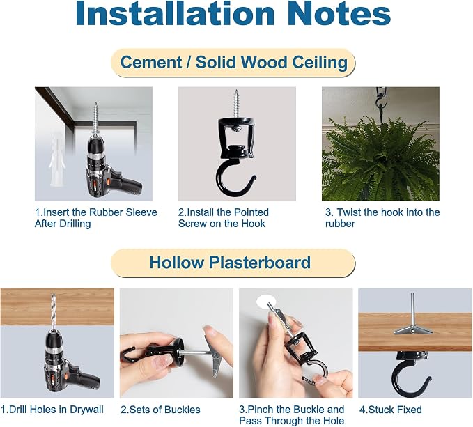 ONIKK Ceiling Hooks for Hanging Plants, Heavy Duty Metal Plant Hooks, Screw in - Image 4