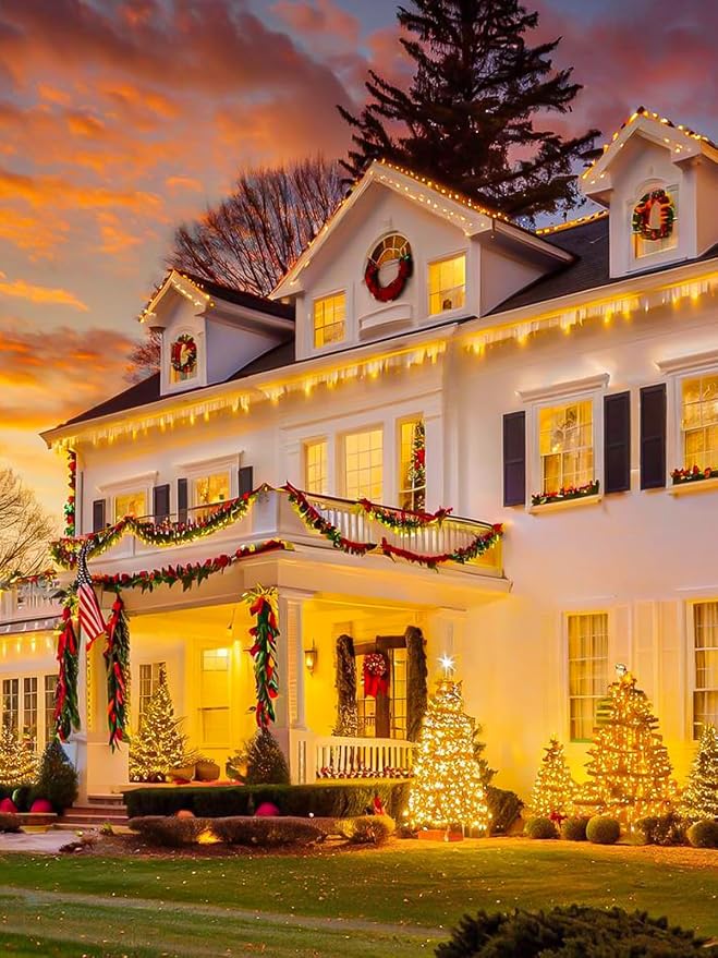 Warm White Solar Christmas Lights Outdoor Decorations Waterproof, Tatal 2 Pack - Image 5
