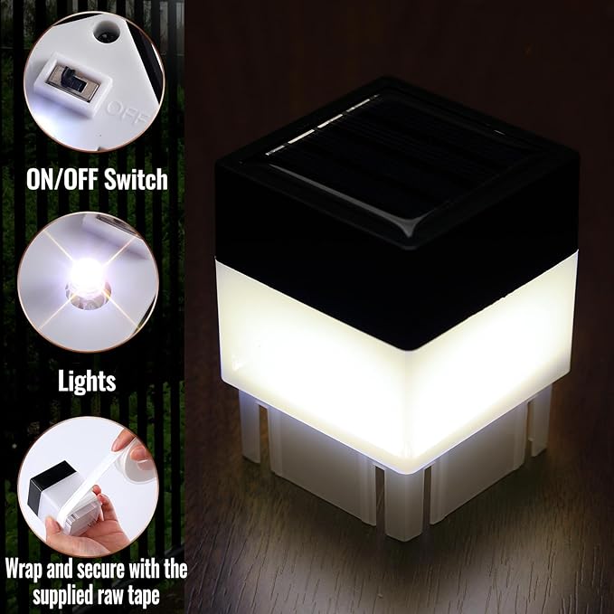 Hicarer 12 Pack Solar Fence Post Cap Lights 2in x 2in Solar Post Cap Fence - Image 4
