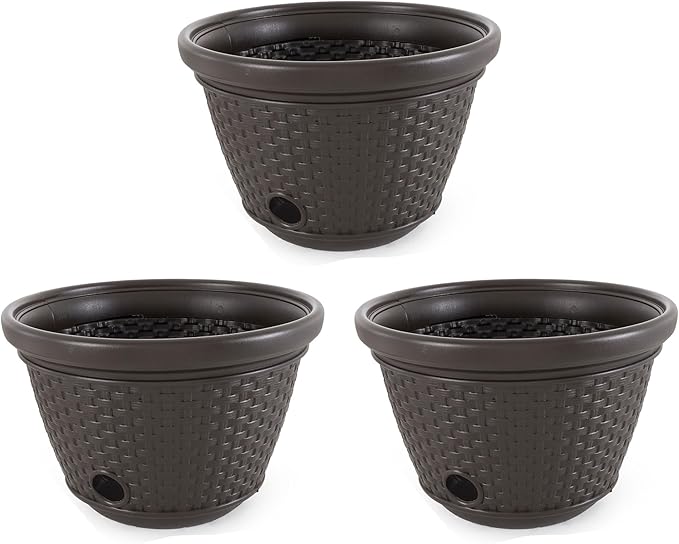 Suncast 3 Pack Decorative Wicker Garden Hose Holder Pot by Suncast