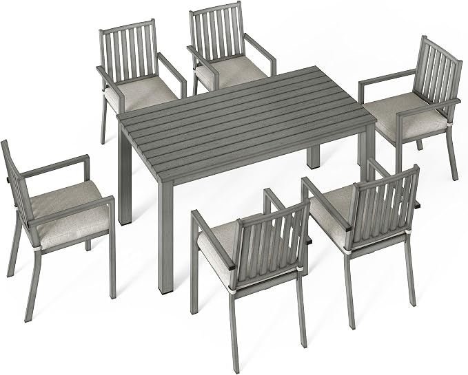 Wisteria Lane Aluminum 7 Pieces Patio Dining Sets, Outdoor Dining Table - Image 5