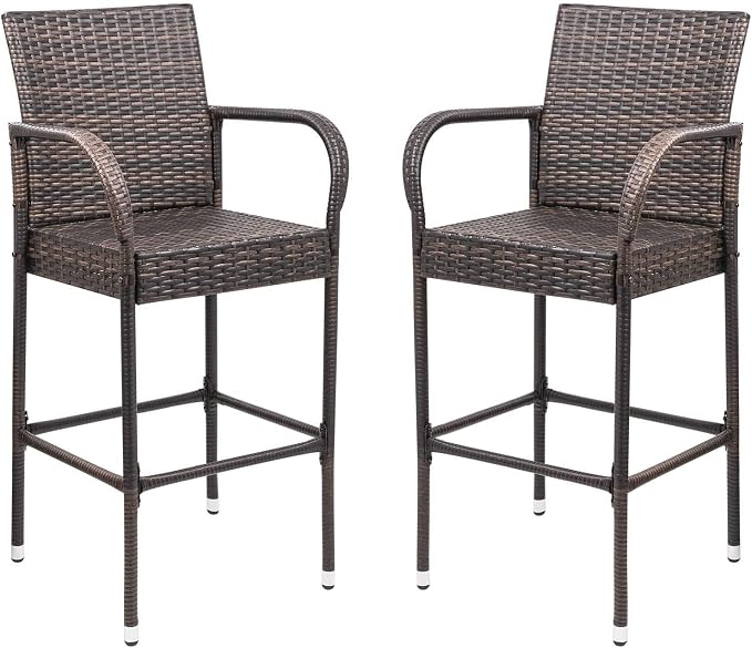Homall Patio Bar Stools Wicker Barstools Indoor Outdoor Bar Stool Patio by Homall