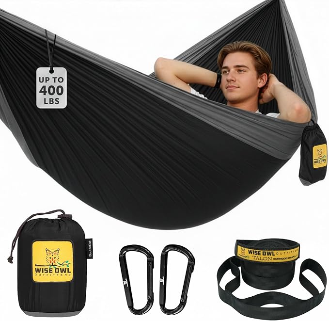 Wise Owl Outfitters Camping Hammock – 500lbs Portable Hammock by WiseOwlOutfitters