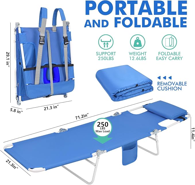 3 in 1 Women Comfort Backpack Tanning Beach Chair - Image 2