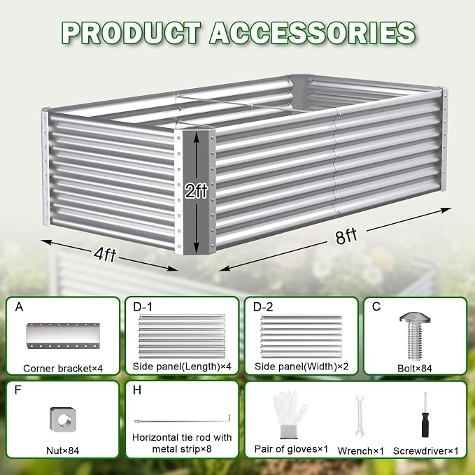 Galvanized Raised Garden Bed Kit Outdoor Patio, Deep Root Box Planter - Image 5