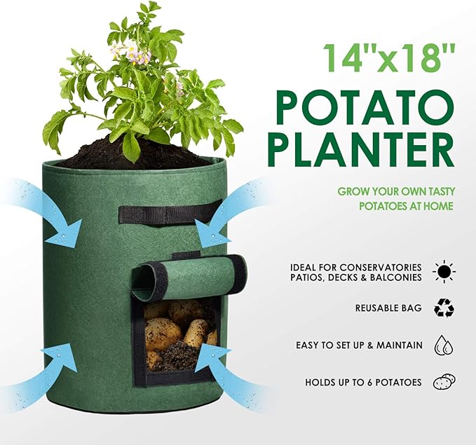 Delxo 10 Pack 10 Gallon Potato Grow Bags, Grow Bags - Image 3
