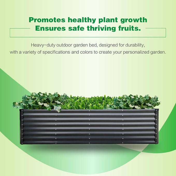 GARDMAX 8x4x2FT Galvanized Raised Garden Bed Kit, Metal Planter Boxes Outdoor - Image 6