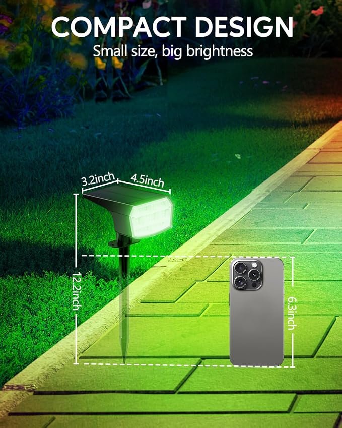 HIBOITEC Solar Spot Lights Outdoor Color Changing 59LED Landscape Lighting - Image 7