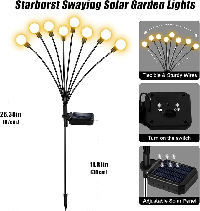 Solar Firefly Lights 16 LED Swaying Outdoor Waterproof Decorative Lights - Image 6