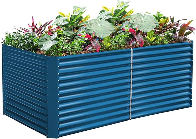 Land Guard 8x4x3ft Rectangular Galvanized Raised Garden Beds, Large-Capacity by LandGuard