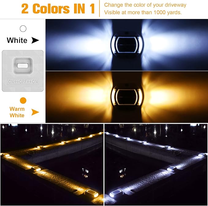 VOLISUN Solar Driveway Lights Dock Deck Lights 12 Pack, 2 Colors in 1, Solar - Image 2
