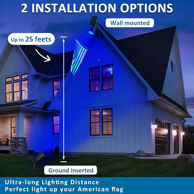 T-SUNUS Christmas Solar Landscape Spotlights Outdoor IP65 Waterproof Blue Spot - Image 2