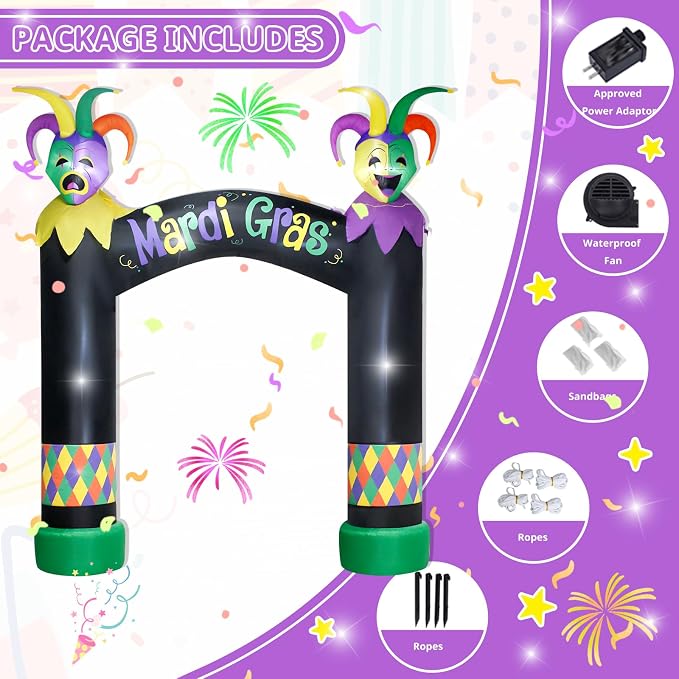 10FT Mardi Gras Inflatable Arch - Image 4