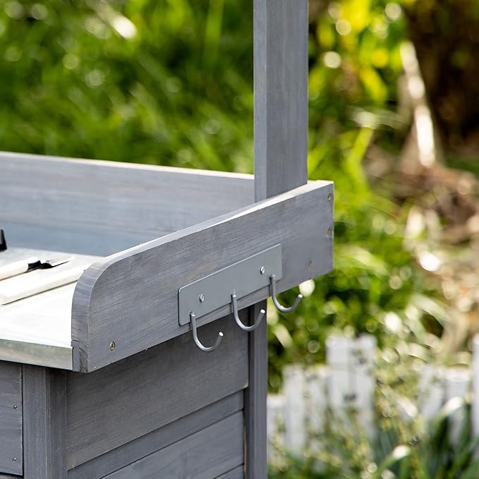 Outsunny Outdoor Potting Bench Table, Garden Work Station - Image 8