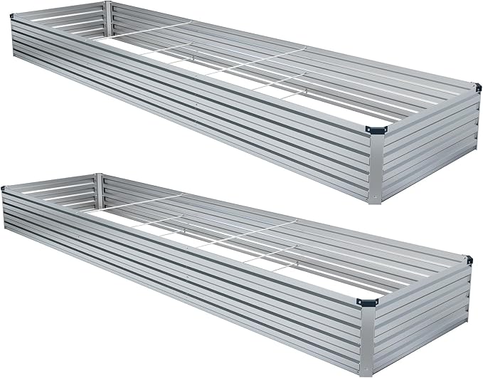 2 Pack 12x4x1FT Galvanized Raised Garden Bed Kit, Outdoor Metal Planter Box - Image 6