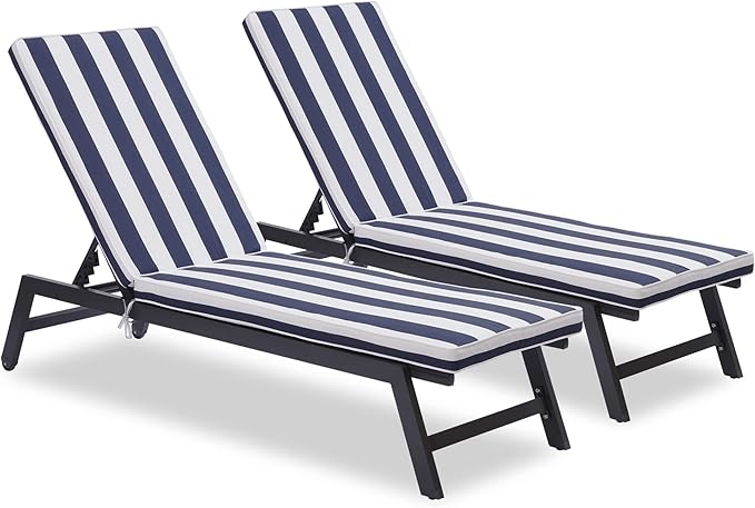 Only choice 2 Pcs Set Outdoor Lounge Chair Cushions Patio Chaise Lounge - Image 2