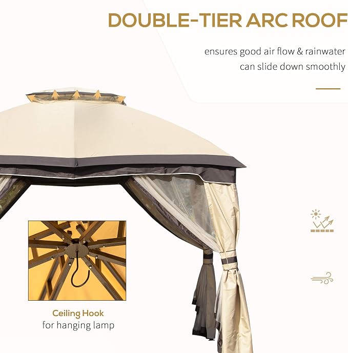 Outsunny 10' x 12' Outdoor Gazebo, Patio Gazebo Canopy Shelter w/Double Vented - Image 3