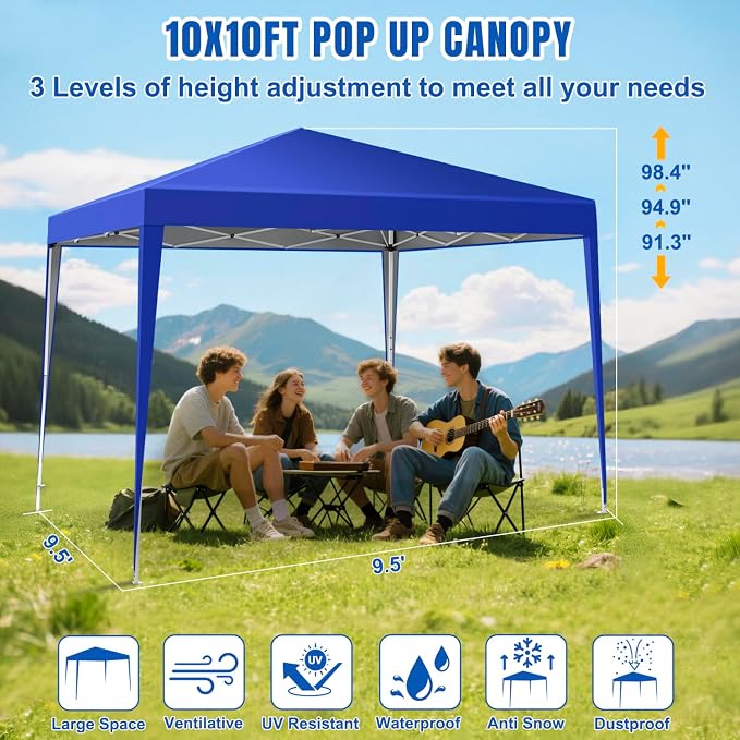Yesker 10x10 Pop Up Canopy Tent UPF 50+ Waterproof Outdoor Canopy Portable - Image 2