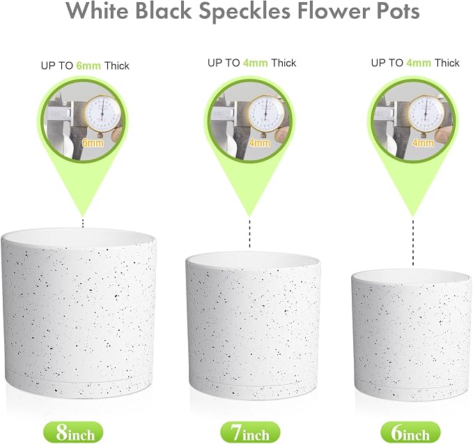 8/7/6 inch Flower Pots, 3 Set Cylindrical Plant Pots - Image 6