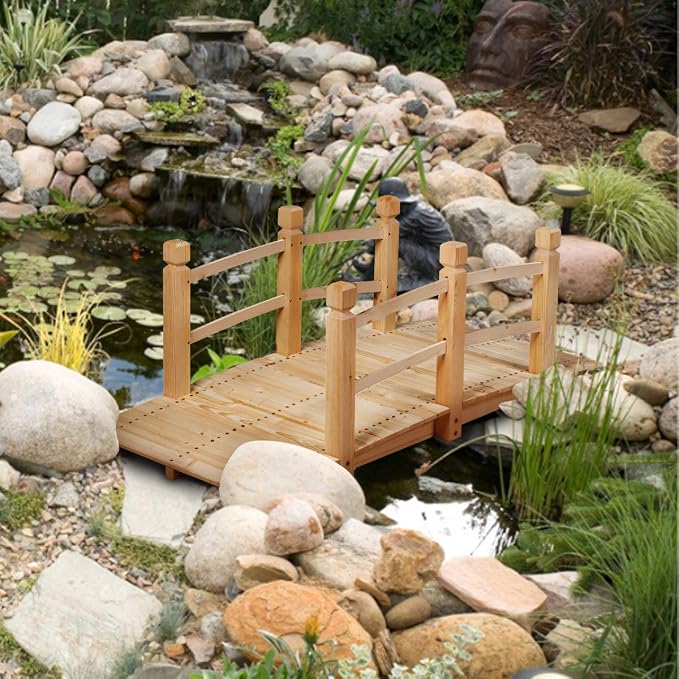 S AFSTAR Garden Bridge, 5FT Wooden Arc Footbridge - Image 2