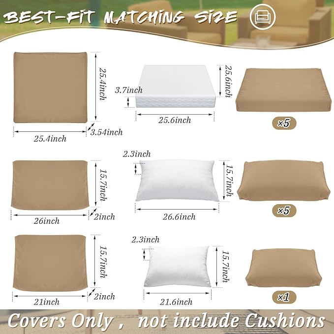 Patelai 11 Pcs Waterproof Patio Cushion Covers - Image 3