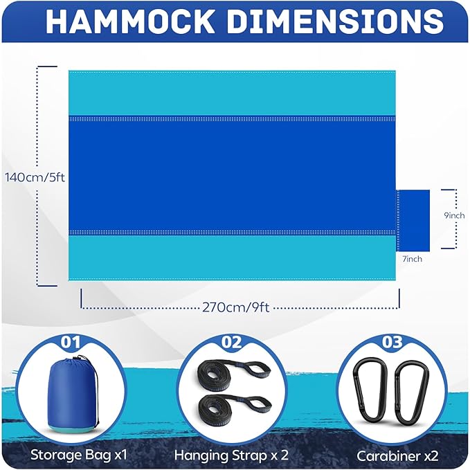 Camping Hammock Lightweight, Portable Hammocks Parachute Hammock - Image 2