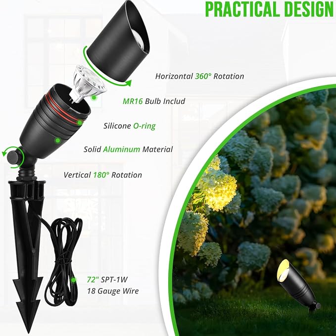 wowlite Landscape Spotlights Outdoor, 12V Low Voltage Landscape Lighting Fixture - Image 4