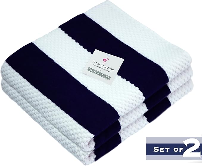 COTTON CRAFT Beach Lounge Chair Cover – 2 Pack Euro Spa Waffle Terry Towel - Image 2