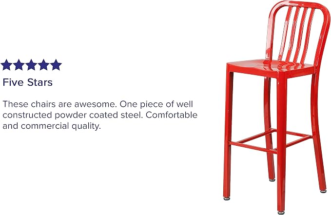 Flash Furniture Gael Commercial Grade 2 Pack 30" High Red Metal Indoor-Outdoor - Image 6
