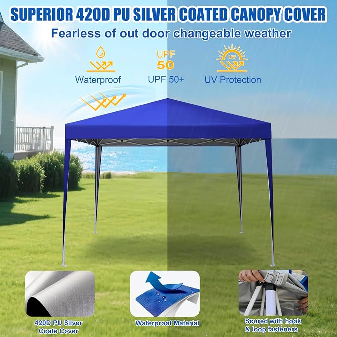 Yesker 10x10 Pop Up Canopy Tent UPF 50+ Waterproof Outdoor Canopy Portable - Image 4