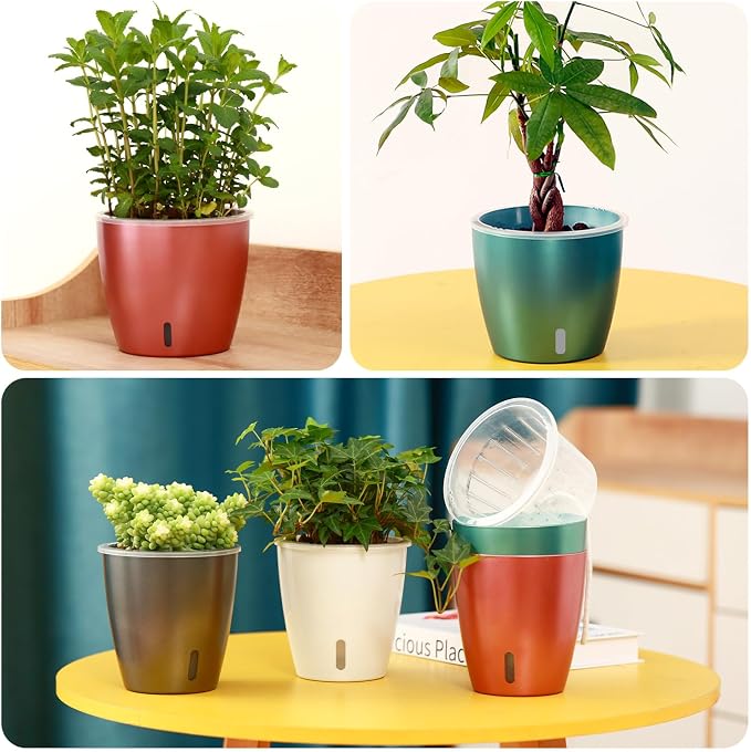 Self Watering Pots for Indoor Plants, Small African Violet Pots - Image 8
