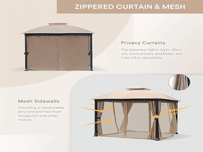 Patio Gazebo 10x10, Outdoor Gazebos, Heavy Duty Gazebo Soft Top Gazebos - Image 4
