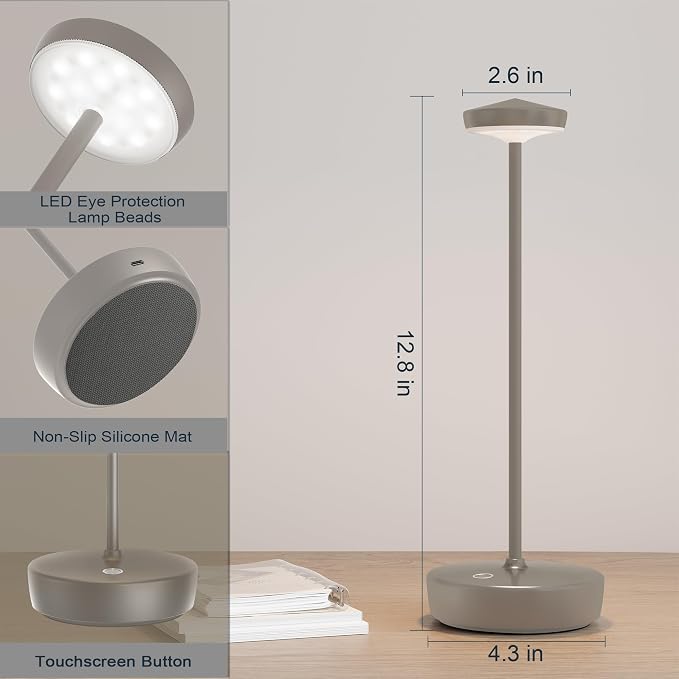 Cordless Rechargeable Table Lamp, LED Portable Touch 5000mAh Battery Operated - Image 8